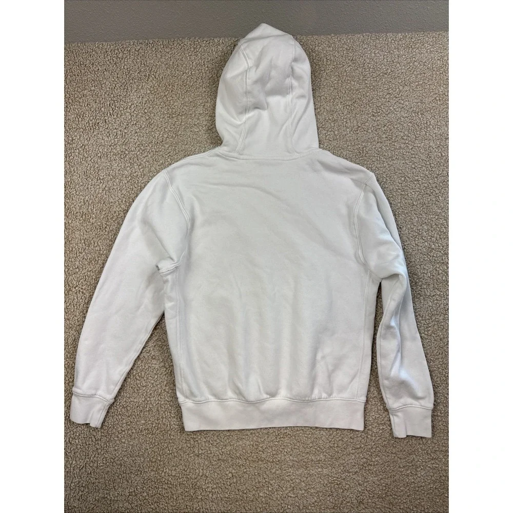 White Nike Sportswear Club Fleece Men's Pullover Hoodie Black Swoosh Size Small
